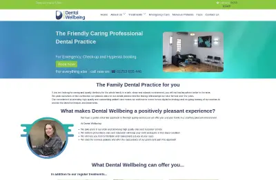 Website for Dental Wellbeing by developer Stephen Jordan-Toll